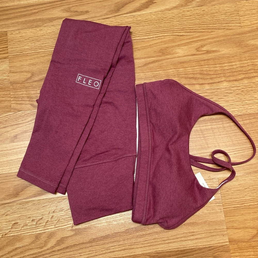 Fleo El Toro Legging 25” High Rise, size Small S, Heathered Violet, + Cami Bra